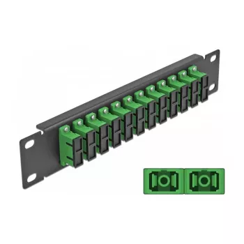 Patch panel fibra ottica DeLOCK 10 pollici 12 porte SC duplex verde 1U nero