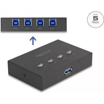 Switch USB DeLOCK 4 PC su 1 dispositivo 5 Gbit/s nero