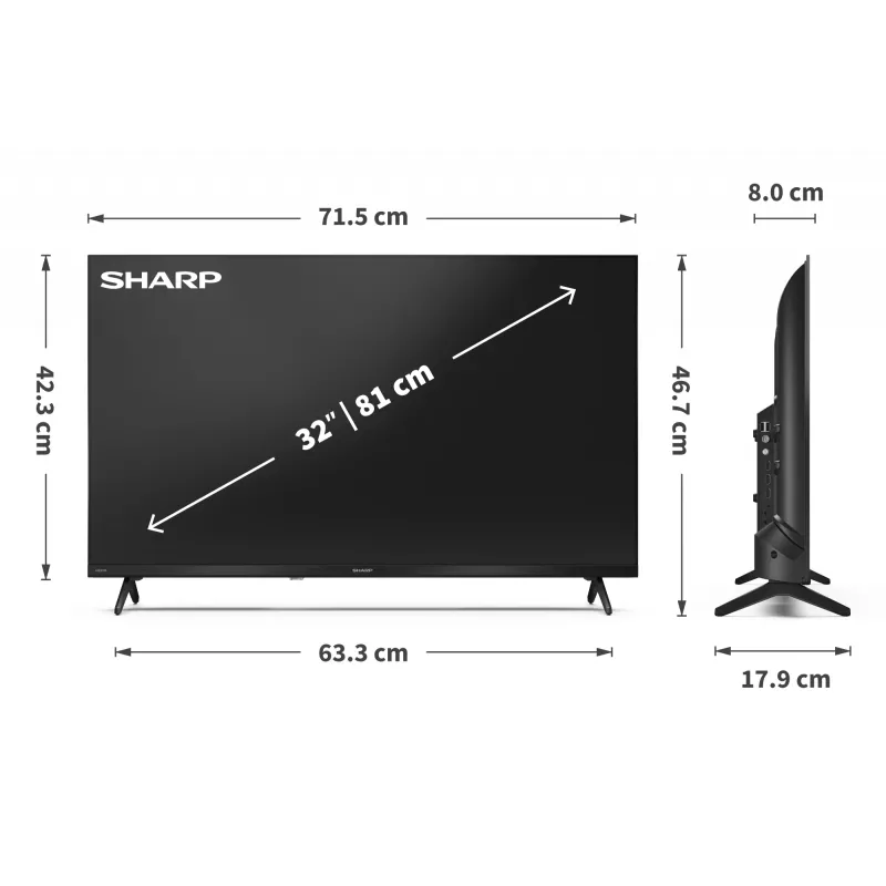 Sharp 32HF2265E TV 81,3 cm (32 pollici) HD Smart TV WLAN nero