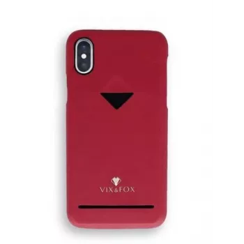 Custodia posteriore con porta carte VixFox per Samsung S9 — cover protettiva rosso rubino con porta carte