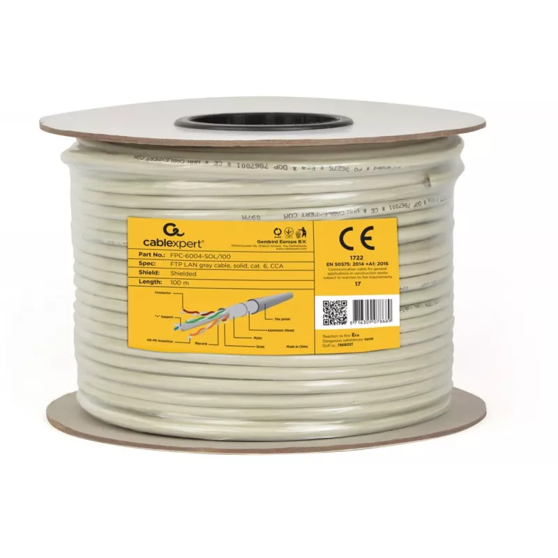Gembird CAT6 FTP 100m cavo di rete grigio F/UTP (FTP)