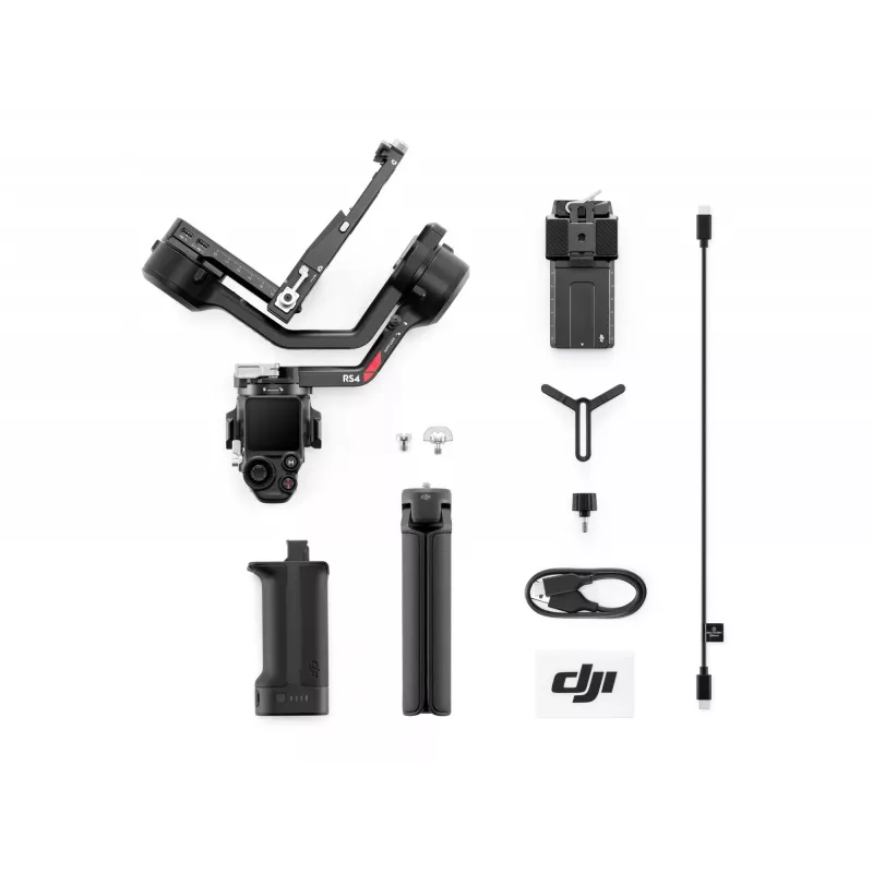 Stabilizzatore per camera a mano DJI RS4, corpo in alluminio, batteria 12h, 1,066 kg, nero