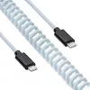 Cavo spiralato Aviator USB-C a USB-C Akyga AK-USB-49 con connettore GX16, USB 2.0, 3 m, bianco