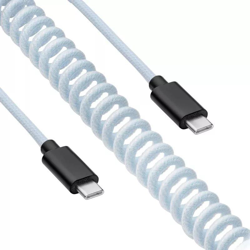 Cavo spiralato Aviator USB-C a USB-C Akyga AK-USB-49 con connettore GX16, USB 2.0, 3 m, bianco