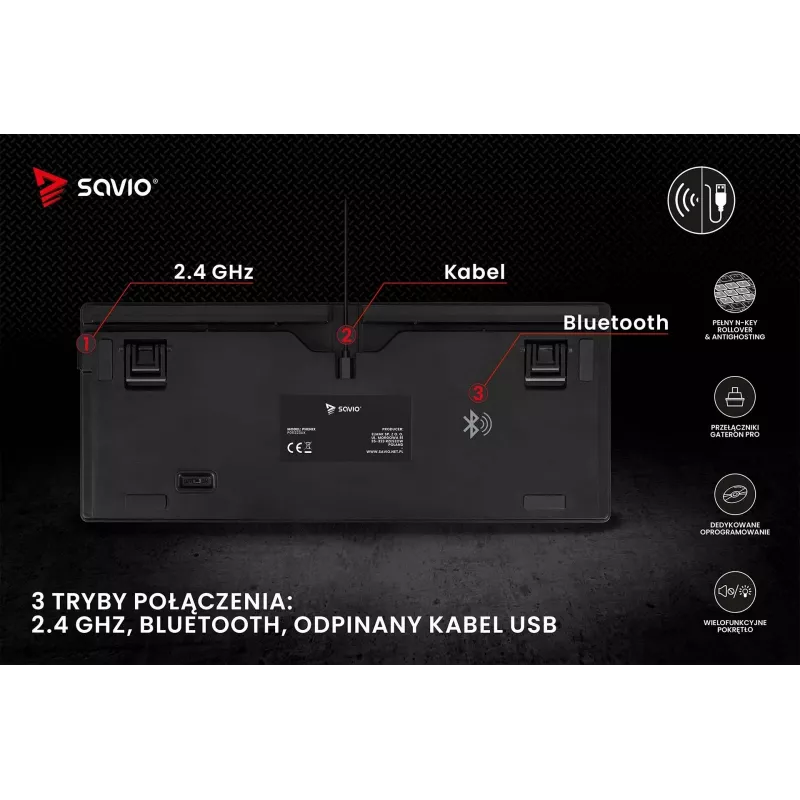 Tastiera gaming Savio SAVGK-PHENIX RED PUDDING meccanica RGB wireless
