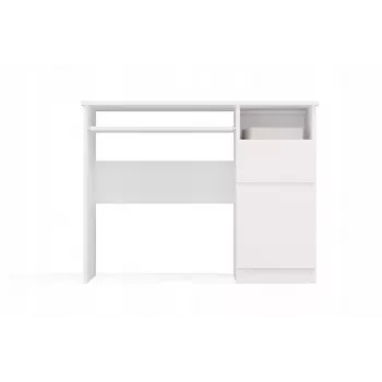 Scrivania top e shop PORTO scrivania destra bianco, piano rettangolare in truciolare 985×510×755 mm, 1 cassetto, vassoio per tastiera