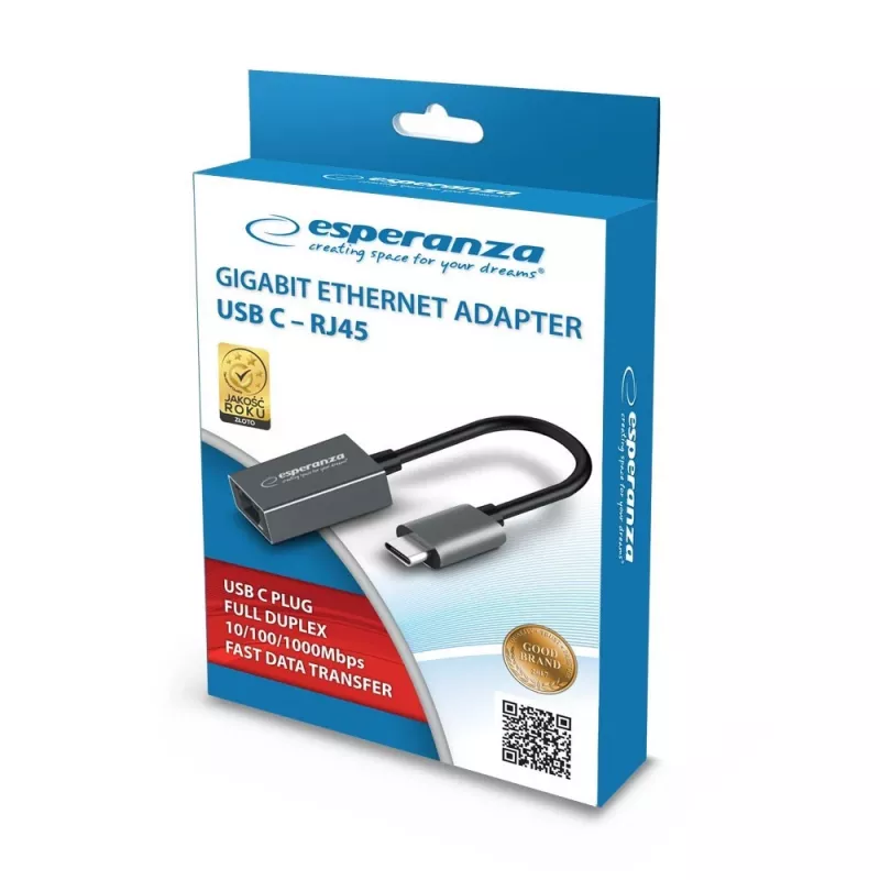 Esperanza ENA102 adattatore USB-C a RJ45 Gigabit Ethernet