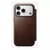 Custodia per smartphone Nomad Modern Leather Folio per iPhone 17 Pro, pelle/alluminio, 16 cm (6,3 pollici) marrone, 4 scomparti per carte