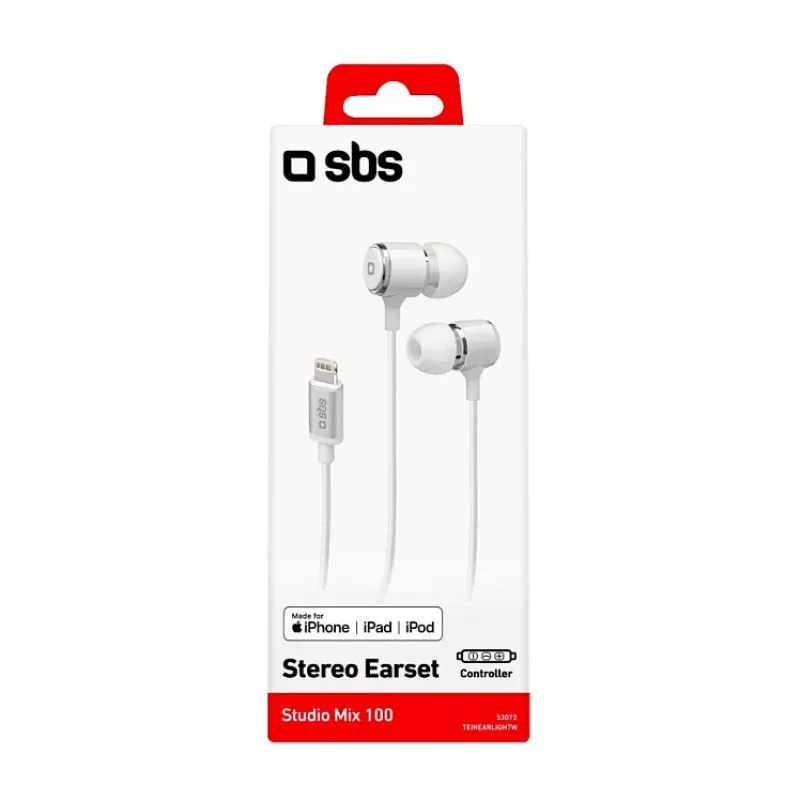 SBS TEINEARLIGHTW - cuffie - in-ear - chiamate e musica - bianco - pulsante - pulsanti