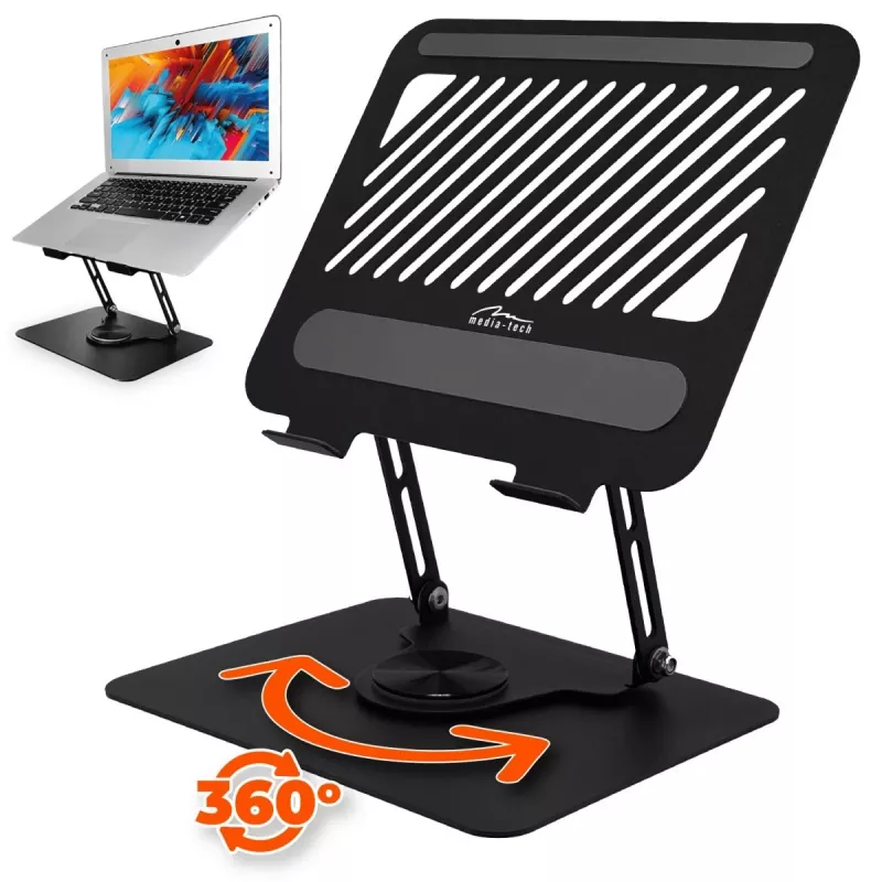 Supporto per laptop MEDIA-TECH MT2662 – regolabile in altezza, pieghevole in alluminio per laptop da 10–17