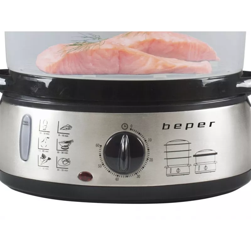 Cuocivapore Beper BC.250 3 cestelli piano cottura 800 W acciaio inox