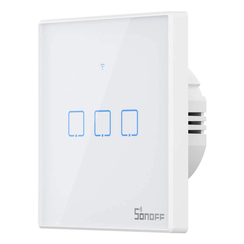 Interruttore luminoso smart da parete Sonoff T2 EU TX 3 canali Wi‑Fi + RF 433
