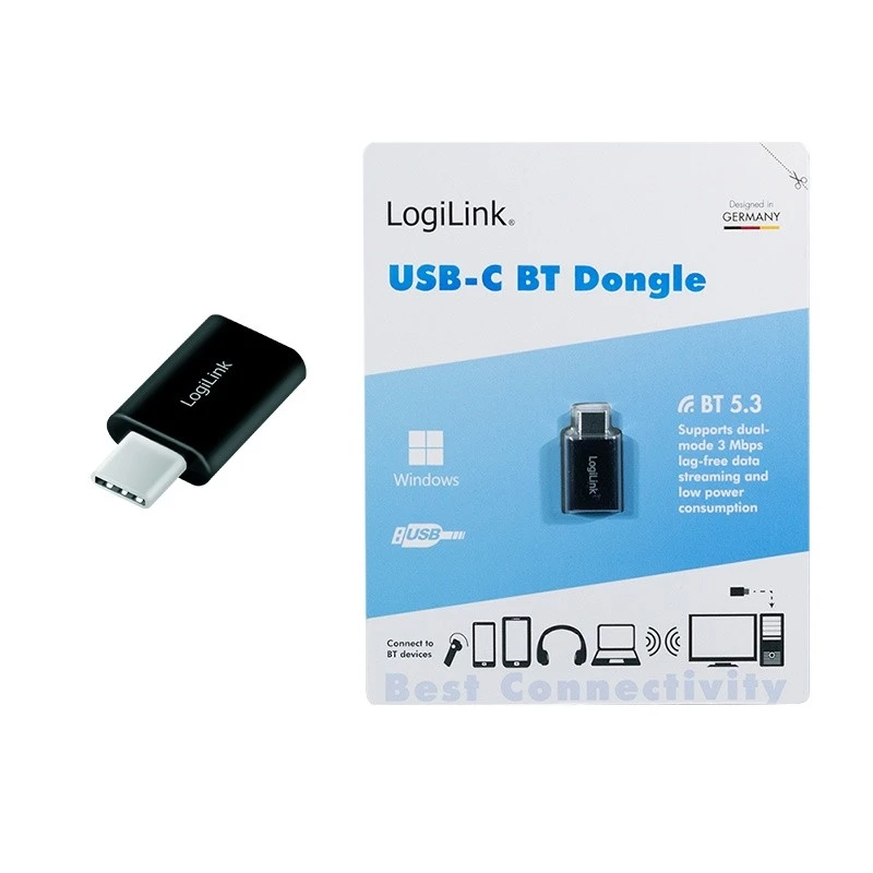LogiLink BT0048A adattatore USB-C Bluetooth 5.3, portata 20 m, nero