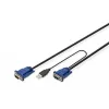 DIGITUS Octopus - Cavo tastiera/video/mouse (KVM) - HD-15 (M) - USB Type-A, 4 poli, PS/2, 6 poli (M) - 5,0 m - nero (DS-19233)