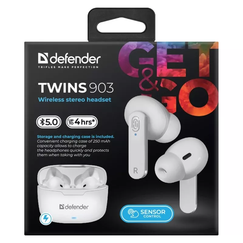 Cuffie Bluetooth Defender TWINS 903, bianche