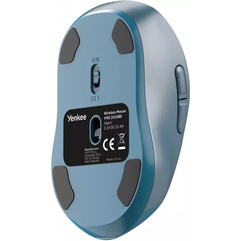 Mouse wireless YENKEE YMS2010BE dual-mode ergonomico, ricevitore USB 2,4 GHz + Bluetooth 5.1, DPI a 4 livelli 1000–3200, 6 tasti