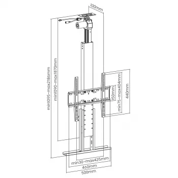 Supporto TV da soffitto MACLEAN MC-976 per schermi da 32 inch a 55 inch, VESA fino a 400×400, portata massima 50 kg