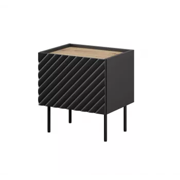 Comodino Cama ONDA 50x40x54 cm nero MDF/truciolare set da 2
