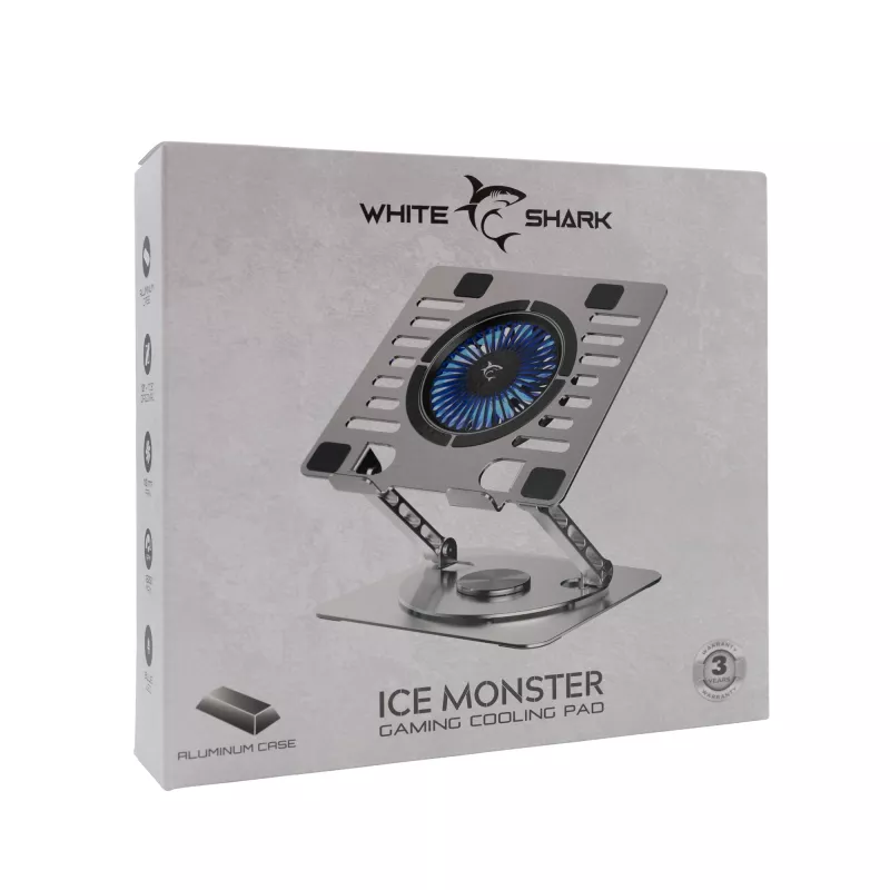 White Shark GCP-16 Ice Monster Base di raffreddamento per laptop, fino a 17,3 pollici, LED, grigio