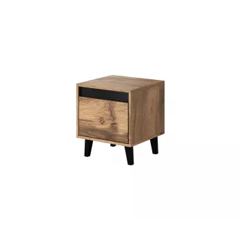 Comodino cama meble NORD, set da 2, 40×38×45 cm, rovere Wotan/antracite, 1 cassetto, telaio 16 mm