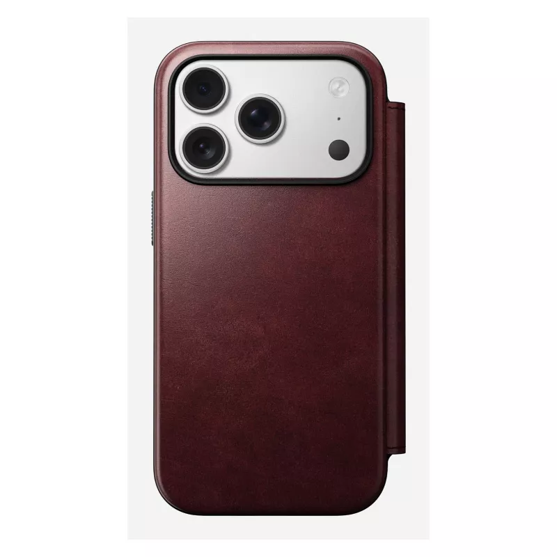 Custodia per smartphone Nomad Modern Leather Folio per Apple iPhone 17 Pro, 6,3 pollici (16 cm), pelle bordeaux