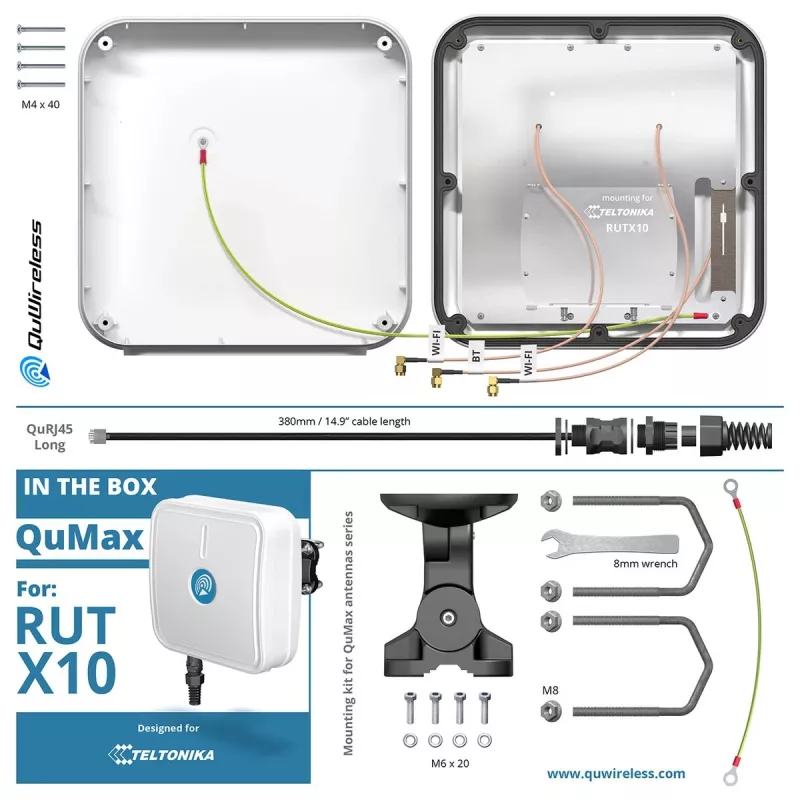 Accessorio per router QuWireless QuMax per RUTX10 AX10M – modulo antenna esterno per Teltonika RUTX10