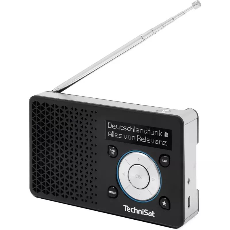 TechniSat DigitRadio 1 A 0100/4997 radio digitale, DAB+/FM, RDS, 40 stazioni preimpostate, funzione di allarme ASA, nero/argento
