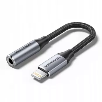 Adattatore audio Vention Lightning su 3,5 mm BMBHA, adattatore cablato Lightning su 3,5 mm con cavo da 0,1 m, grigio