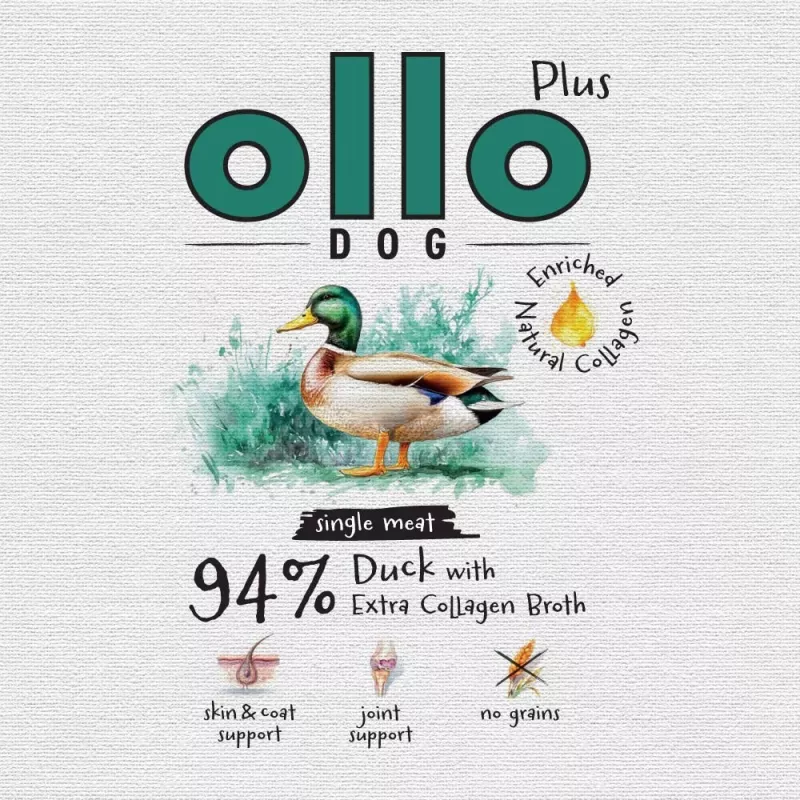 Ollo Plus Collagen anatra 400 g scatoletta per cani