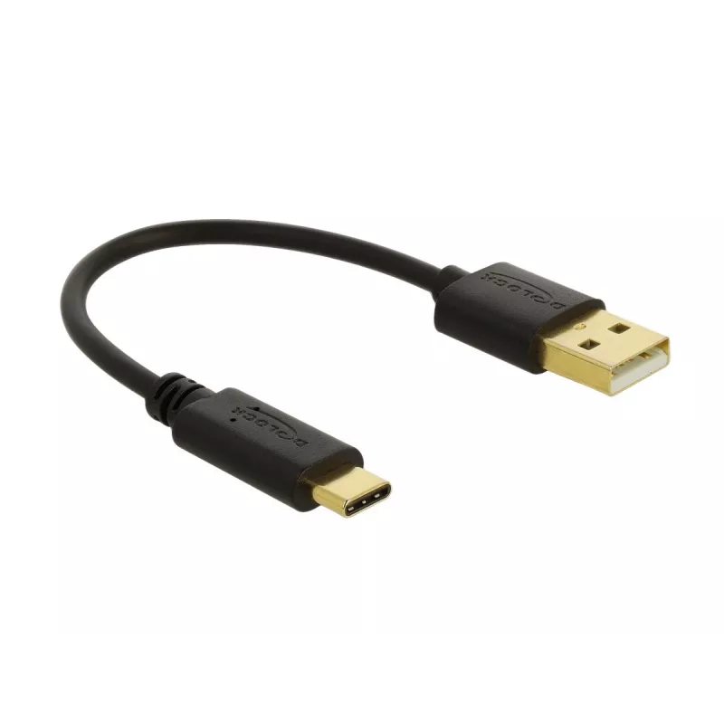 Cavo di ricarica USB DeLOCK Type-A su USB Type-C 15 cm nero