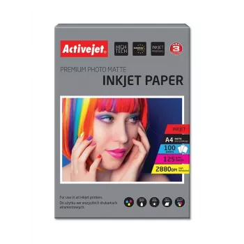 Activejet AP4-125M100 carta fotografica opaca per stampanti a getto d'inchiostro; A4; 100 pezzi