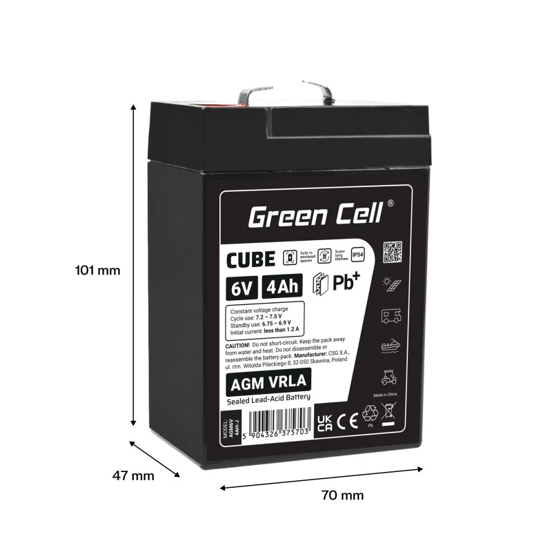 Batteria AGM VRLA 6V 4Ah IP54