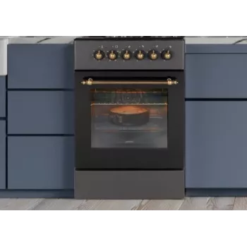 Cucina a gas/elettrica MPM MPM-56-KRM-13, 4 zone di cottura, forno elettrico 58 L, manopole meccaniche, nero