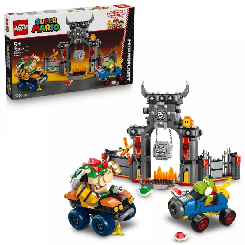 Giocattolo da costruzione set LEGO 72039 Super Mario La fortezza di Bowser con Mario Kart, set di gioco interattivo