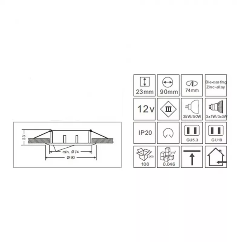 Synergy 21 LED Retrofit GU10 / GX5,3 kit da incasso a soffitto D04-bianco