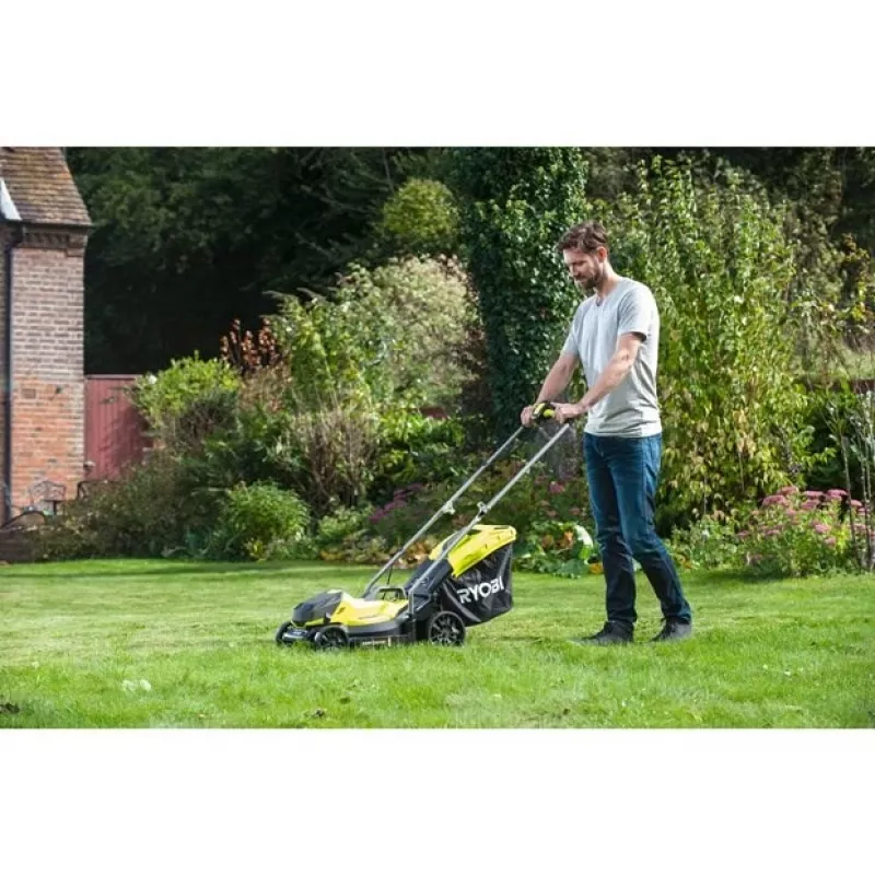 Ryobi OLM1833B Rasaerba a spinta a batteria nero, verde