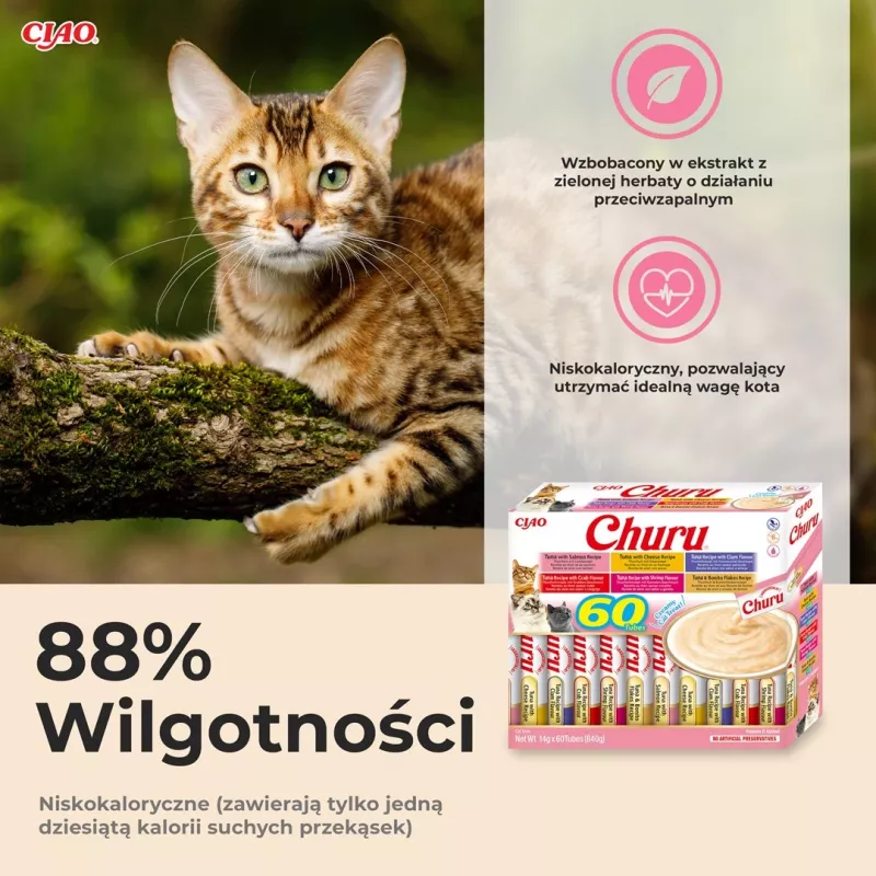 INABA Churu confezione assortita tonno – snack per gatti – 60 x 14 g