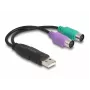 Adattatore USB-PS/2 DeLOCK 0,17 m 2x Mini-DIN 6 poli USB A