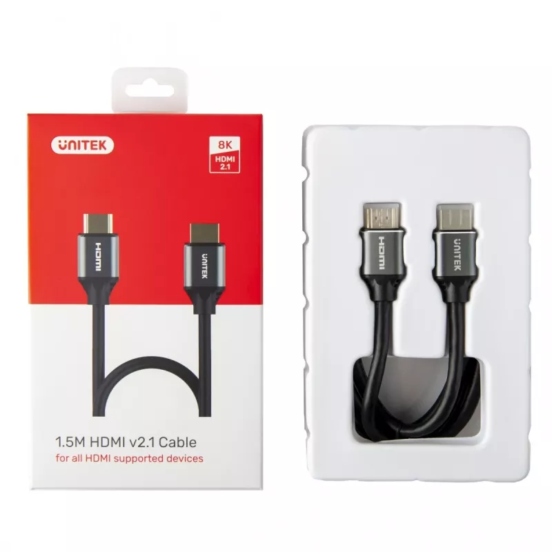 Cavo HDMI Unitek 8K HDMI 2.1 Ultra Speed 3 m, Type-A maschio–maschio, 48 Gbit/s, 60 Hz, nero
