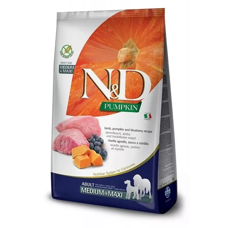 FARMINA N&D Pumpkin Lamb&Blueberry Adult Medium & Maxi - Crocchette per cani - 12 kg