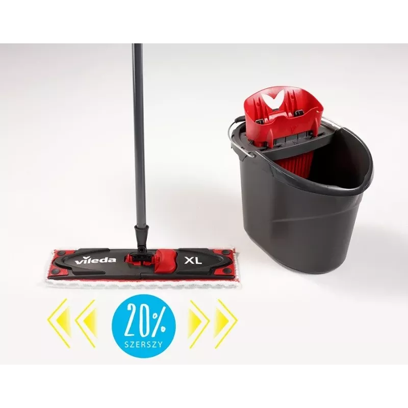 Lavapavimenti VILEDA Ultramax XL Box — testa rotante 360° in microfibra lavabile, pieghevole, per pavimenti duri