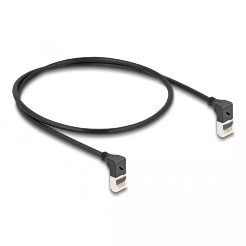 Cavo di rete DeLOCK RJ45 Cat.6A S/FTP sottile 90° verso l'alto 0,5 m nero