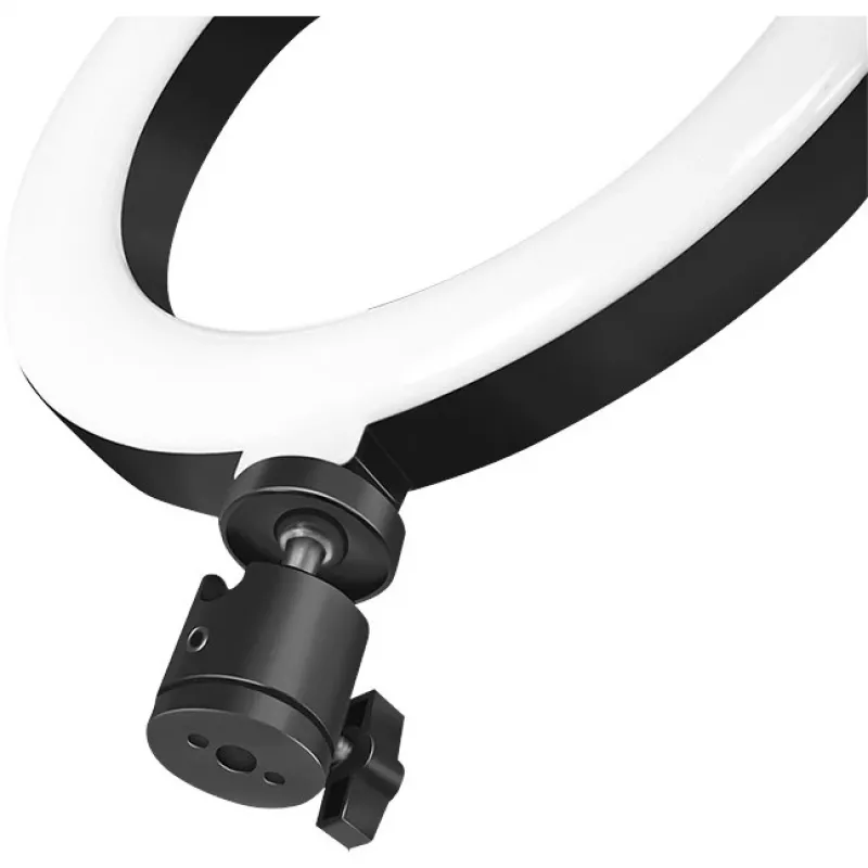 LogiLink AA0151 Ring light LED per smartphone, Ø 200 mm, 3 modalità colore, dimmerabile, filettatura treppiede 1/4 di pollice, con supporto per smartphone, USB, cavo 1,8 m, nero