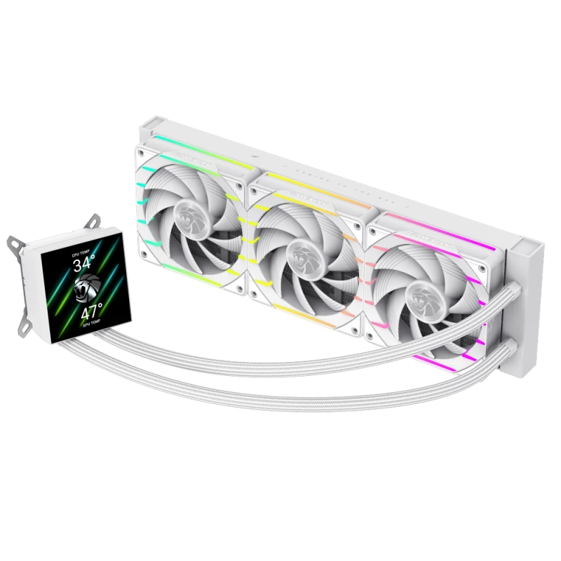 Gamemax | Dissipatore a liquido per CPU | HAILSTORM 360 LCD | bianco