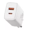 Caricabatterie da parete Baseus Compact 1x USB-A + 1x USB-C 3A, adattatore da viaggio compatto