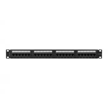 Patch panel 1U LANBERG PPUA-1024-B, 24 porte, Cat6a, U/UTP, rack 1U, profondità 102 mm, metallo, nero