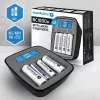 everActive NC-1000M V2 caricabatterie, Ni-MH, 4 slot AA/AAA, USB-C, nero