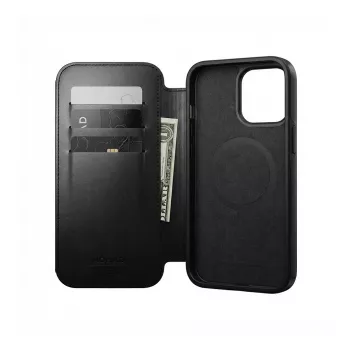 Custodia folio Nomad Modern Leather per iPhone 17 Pro Max MagSafe — pelle Horween, nero