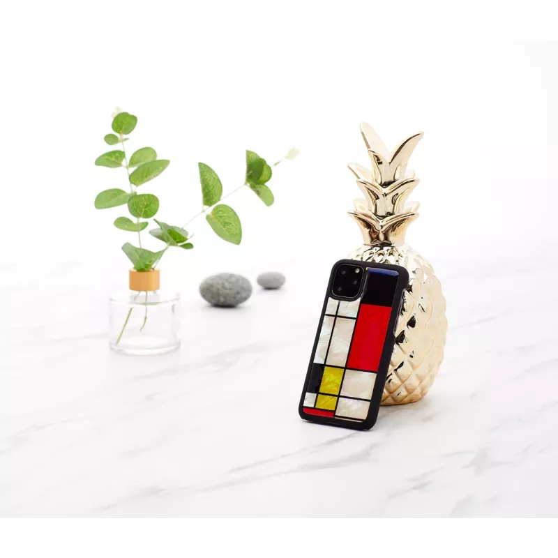 Custodia per smartphone iKins per iPhone 11 Pro Mondrian nero — cover protettiva, guscio rigido, aperture precise