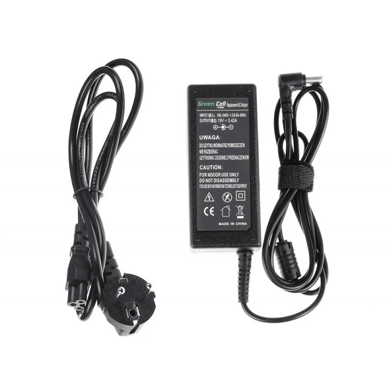 Alimentatore Green Cell AD01P — 60 W, 19 V 3,42 A, alimentatore per laptop da interno, nero